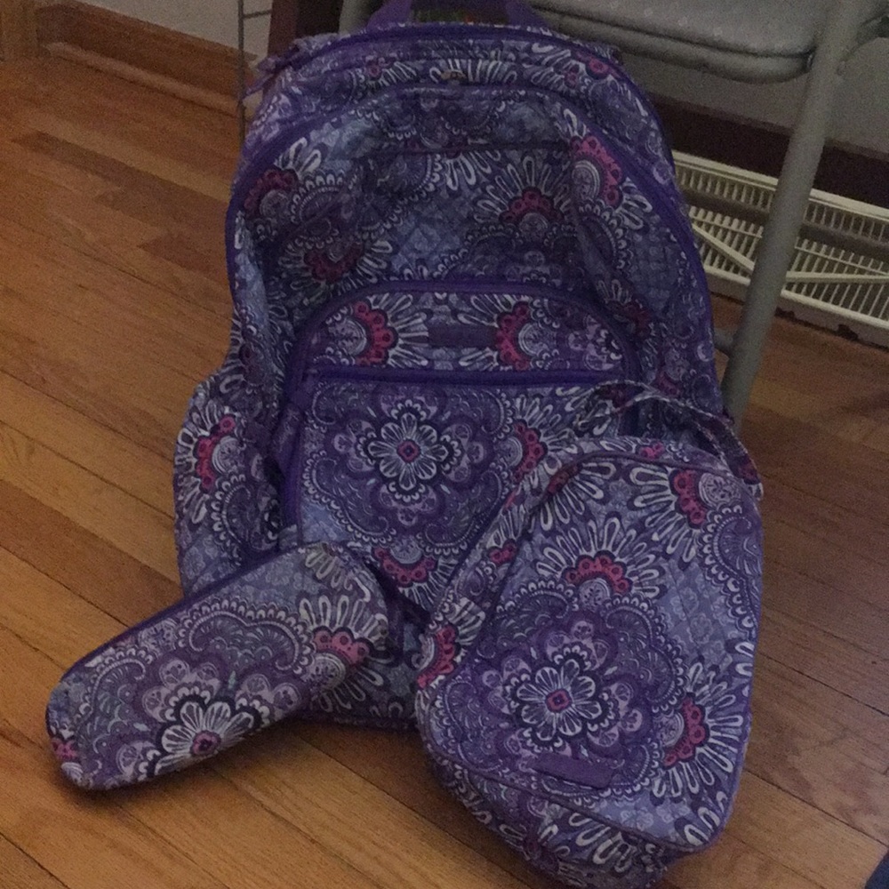 Vera Bradley backpack, lunch box, and pencil pouch